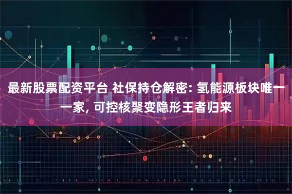 最新股票配资平台 社保持仓解密: 氢能源板块唯一一家, 可控核聚变隐形王者归来